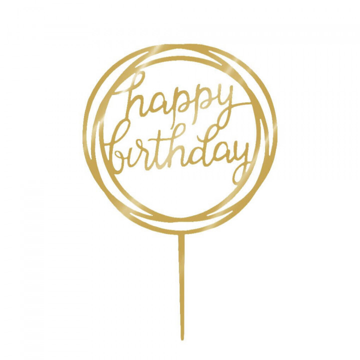 Топпер Happy Birthday золотой