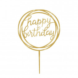 Топпер Happy Birthday золотой