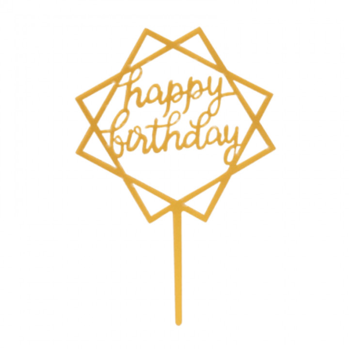 Топпер  Happy Birthday золото