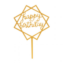 Топпер  Happy Birthday золото